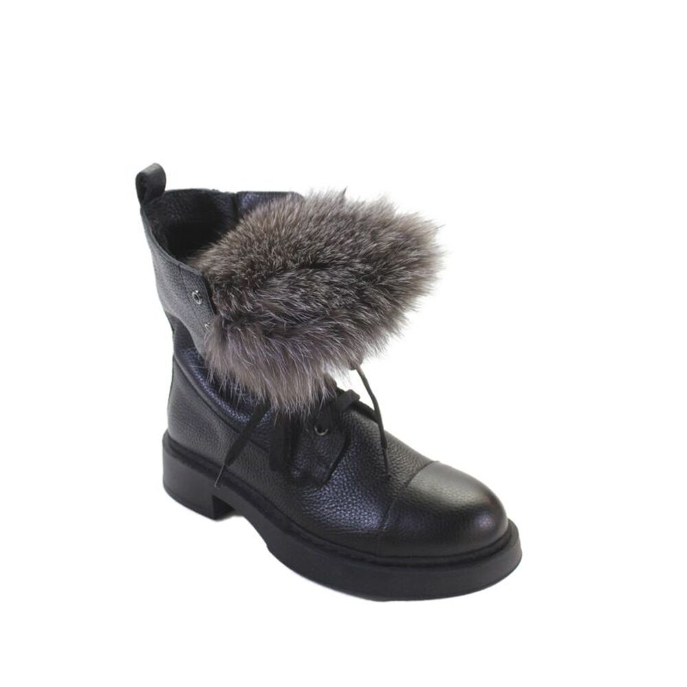 Vinci Womens Leather Lace Up Fur Lined Ankle Combat Boots Black Size 39 9